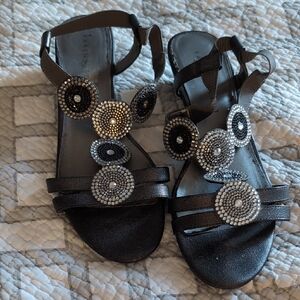 Karen Scott Black and Silver Beaded Sandals